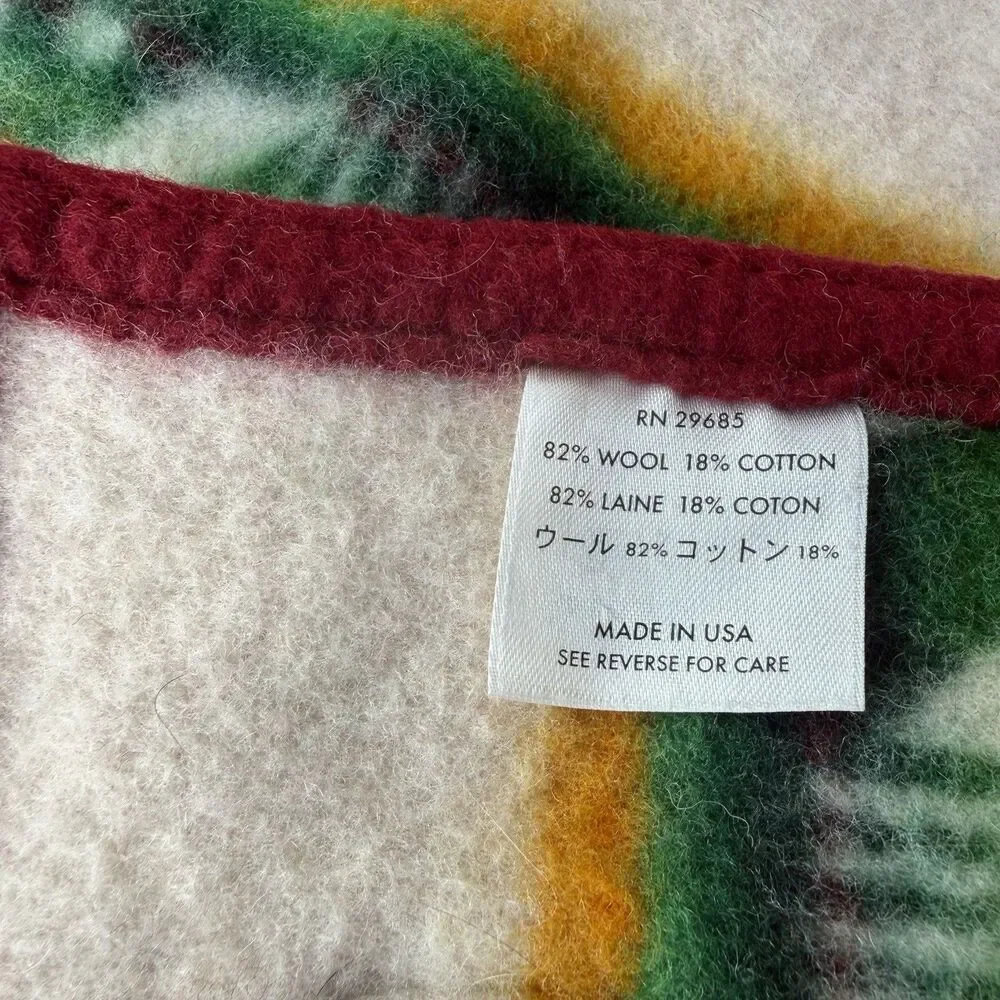Vtg Pendleton Beaver State Throw Blanket Wool Crib Baby Southwestern Aztec 40x25
